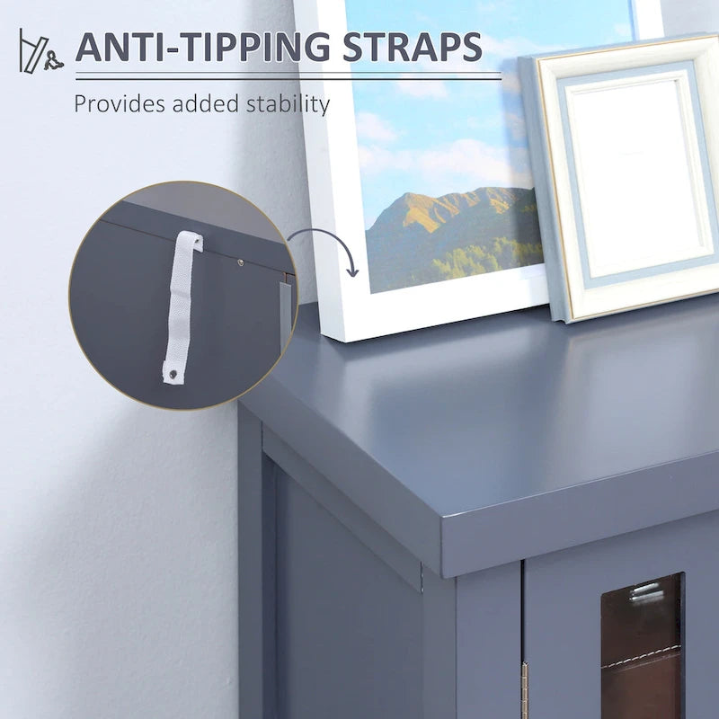 Modern Sideboard Buffet Cabinet with Tempered Glass Doors and Adjustable Shelves