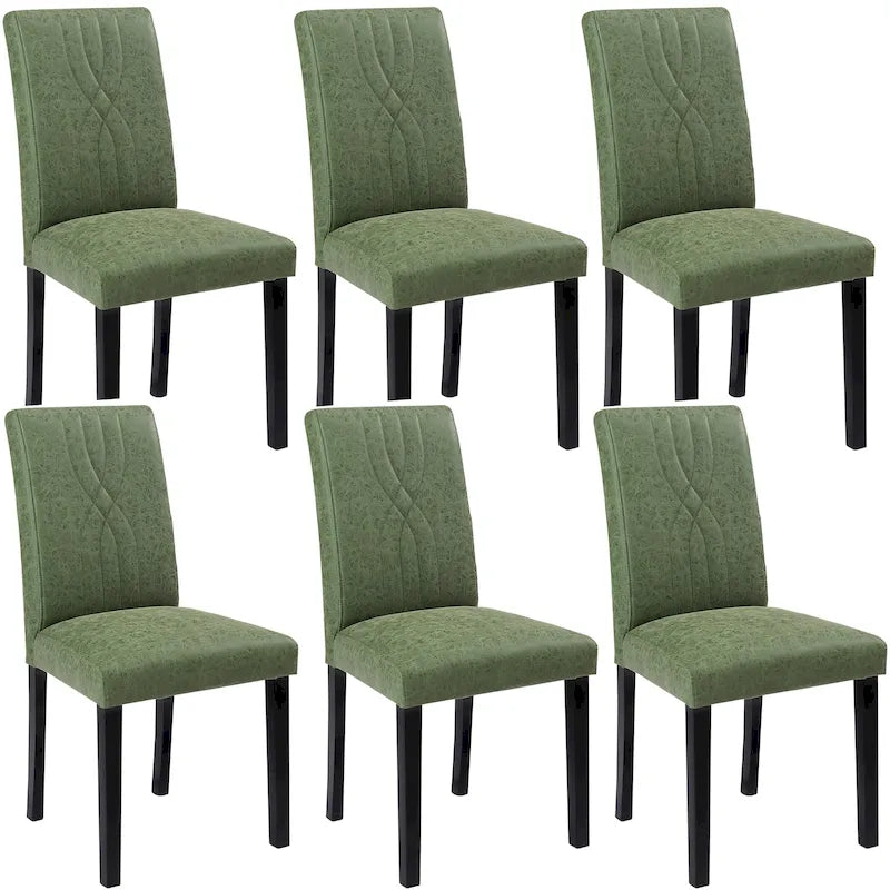 VECELO Upholstered Dining Chairs Set of 6 Modern Fabric and High Back & Solid Wood Legs, Parson Dining Chairs (Set of 6)