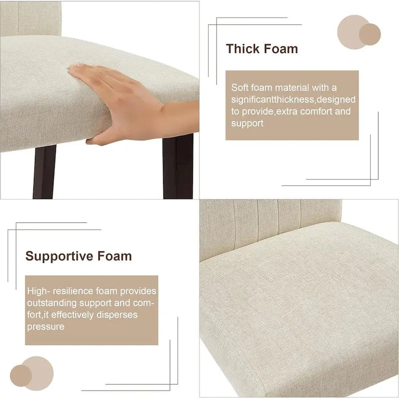 VECELO Upholstered Dining Chairs Set of 6 Modern Fabric and High Back & Solid Wood Legs, Parson Dining Chairs (Set of 6)