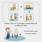 VECELO Upholstered Dining Chairs Set of 6 Modern Fabric and High Back & Solid Wood Legs, Parson Dining Chairs (Set of 6)