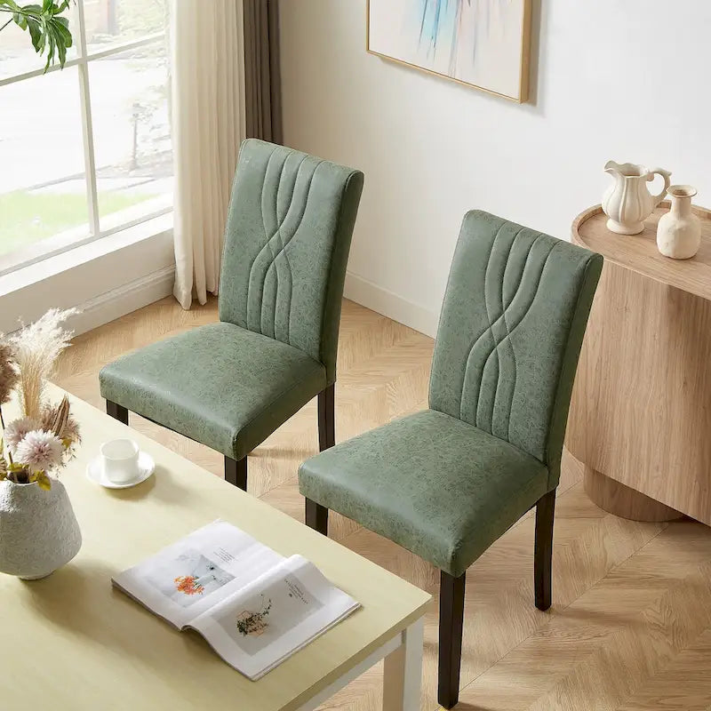 VECELO Upholstered Dining Chairs Set of 6 Modern Fabric and High Back & Solid Wood Legs, Parson Dining Chairs (Set of 6)