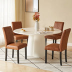 VECELO Upholstered Dining Chairs Set of 6 Modern Fabric and High Back & Solid Wood Legs, Parson Dining Chairs (Set of 6)
