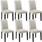 VECELO Upholstered Dining Chairs Set of 6 Modern Fabric and High Back & Solid Wood Legs, Parson Dining Chairs (Set of 6)