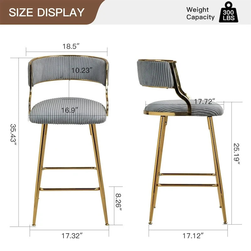 26 Counter Height Bar Stools Corduroy Kitchen Island (Set of 2)