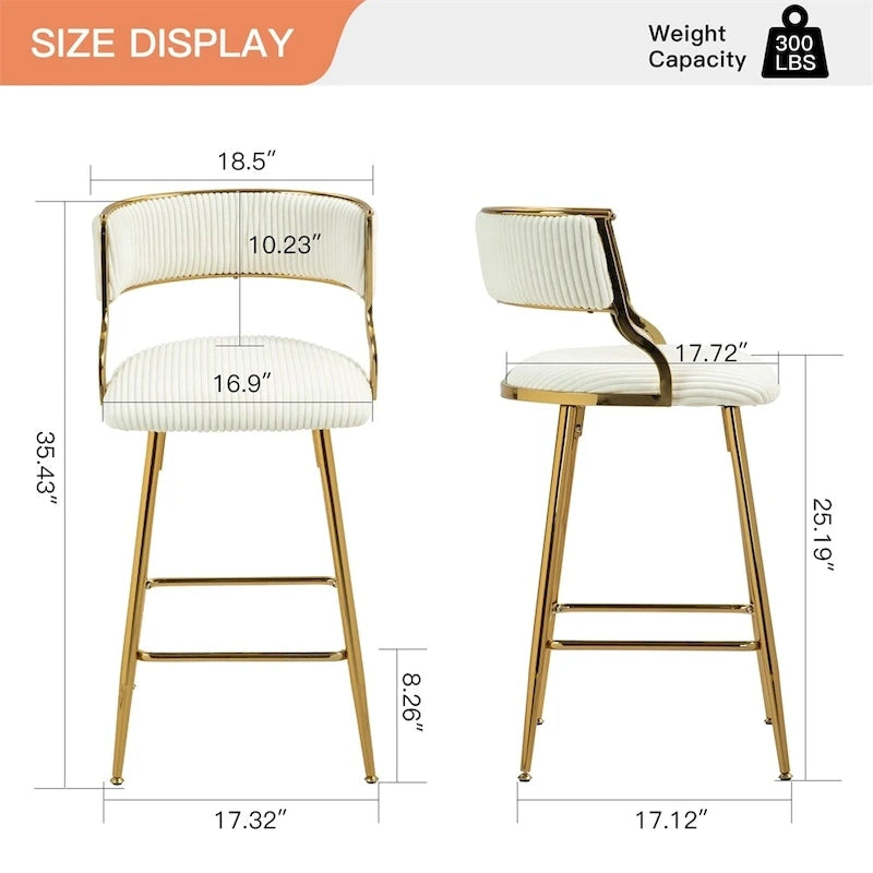 26 Counter Height Bar Stools Corduroy Kitchen Island (Set of 2)