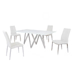 Somette Alyssa Starphire White 5-Piece Dining Set