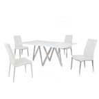Somette Alyssa Starphire White 5-Piece Dining Set