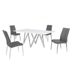 Somette Alyssa Starphire White 5-Piece Dining Set