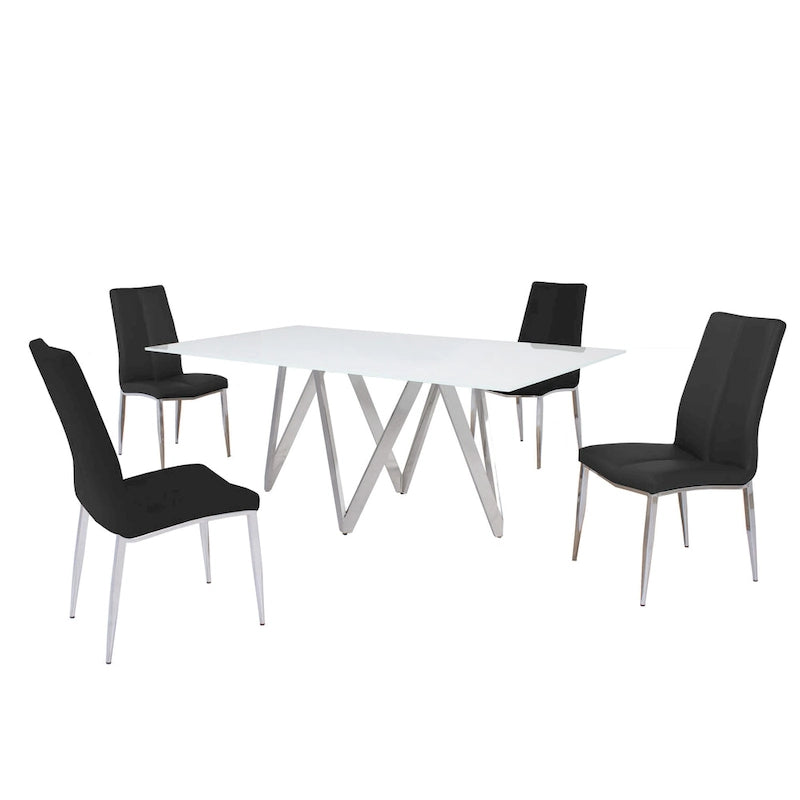 Somette Alyssa Starphire White 5-Piece Dining Set