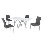 Somette Alyssa Starphire White 5-Piece Dining Set