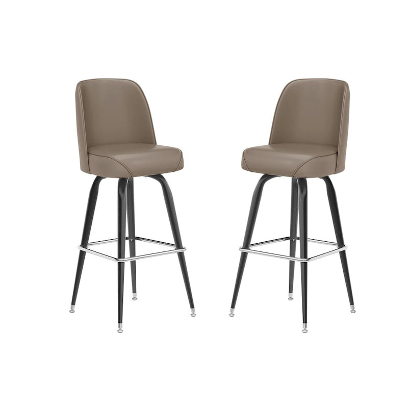 2 Pack Metal Barstool with Swivel Vinyl Upholstered Bucket Seat and Footrest - 18.5D x 18.5W x 42.5H