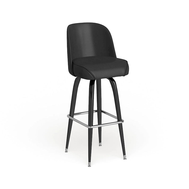 2 Pack Metal Barstool with Swivel Vinyl Upholstered Bucket Seat and Footrest - 18.5D x 18.5W x 42.5H