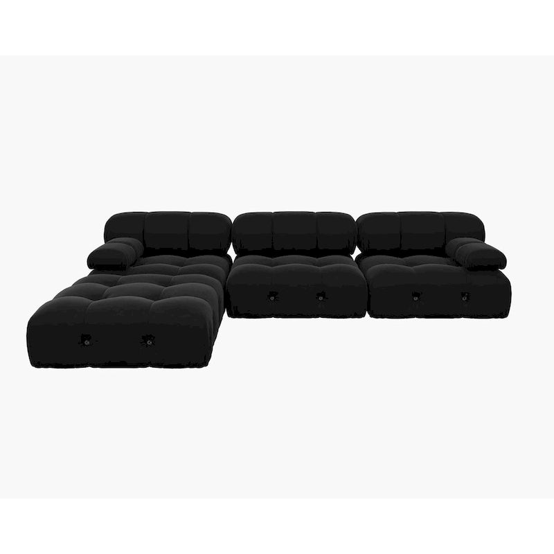 104 Convertible Modular Sectional Sofa, L-Shaped Minimalist Velvet Sofas Couches with Chaise Ottomans