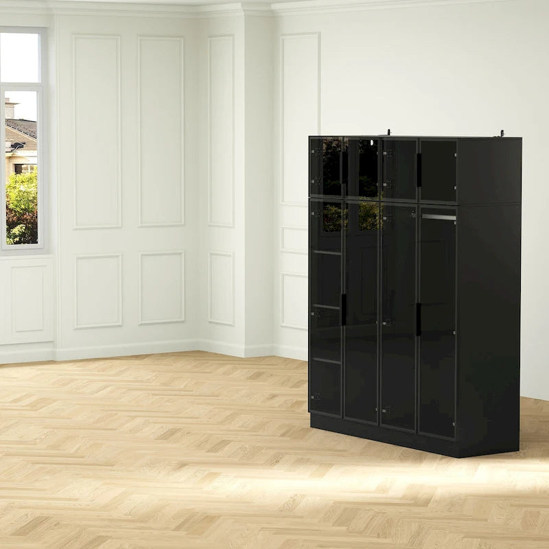 59.1W Glass Door Wardrobe: Illuminated Interiors Closet Arimore Large