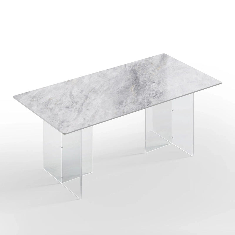 1.8 M Modern Luxurious Italian Rectangular Sintered Stone Dining Table With Acrylic Stand - 1.8M