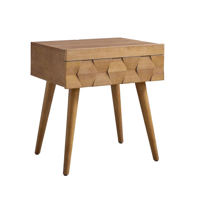 Julian Mid-century Modern End Table with Charging Station by