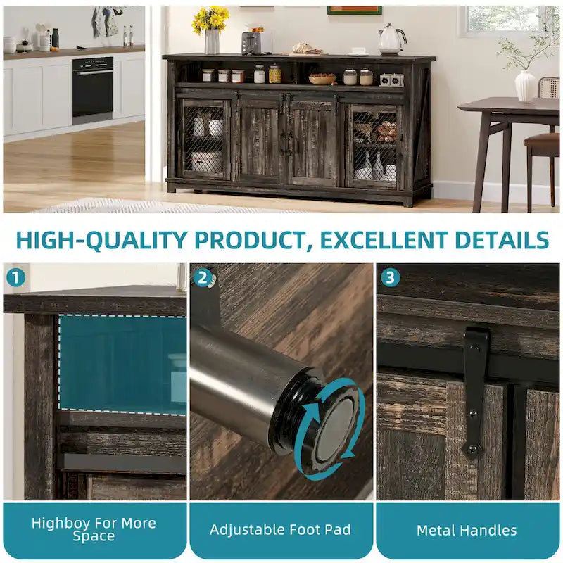 Farmhouse Sideboard Buffet Cabinet with Sliding Barn Doors